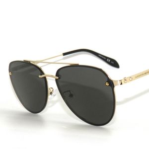Alexander McQueen AM0183Sk Black Gold Sunglasses